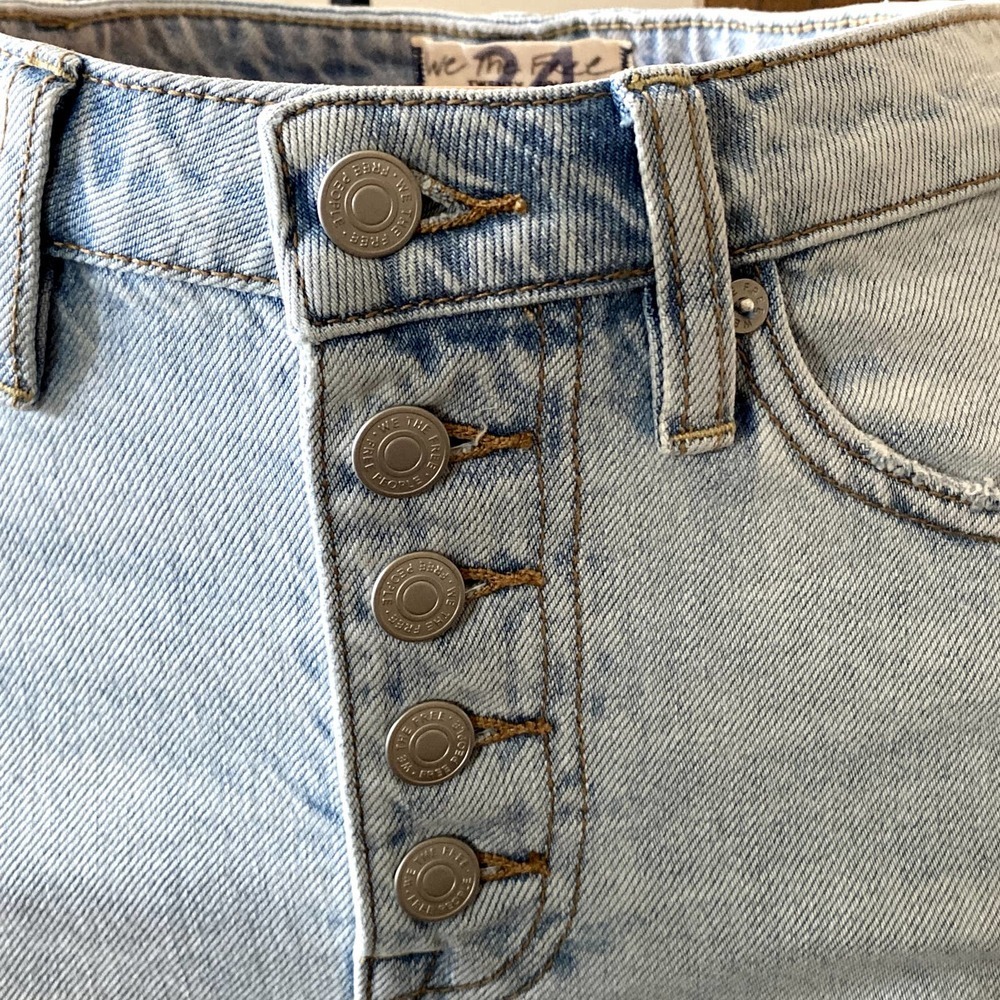 NWT Free People Distressed Button Fly Denim Skirt OB789272 - JJ0367 - Picture 4 of 11